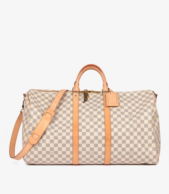Damier Azur Coated Canvas & Vachetta Leather Keepall 55 Bandoulière