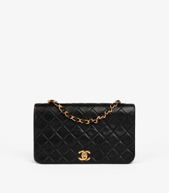 Black Quilted Lambskin Vintage Small Classic Single Full Flap Bag