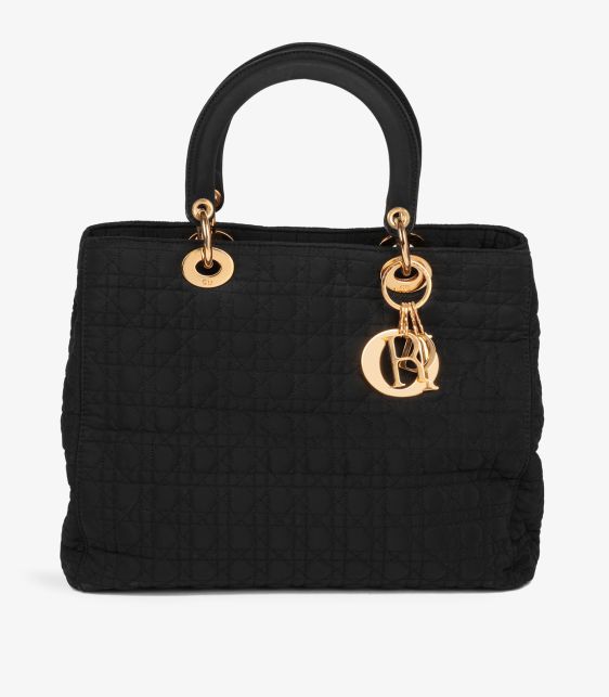 Black Quilted Nylon Vintage Large Lady Dior