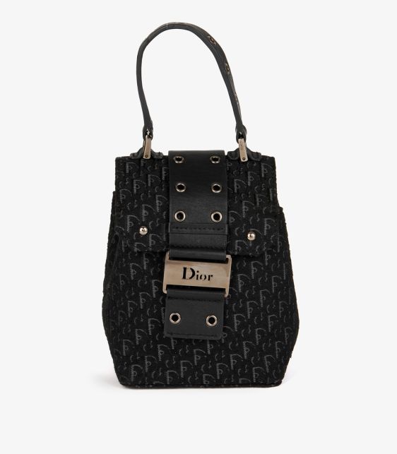 Black Oblique Monogram Canvas & Calfskin Leather Vintage Top Handle Box Bag
