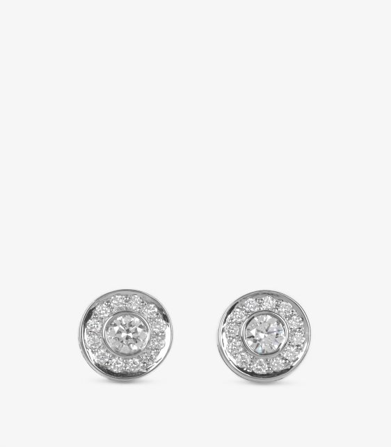 Brilliant Cut Diamond Platinum Circlet Stud Earrings