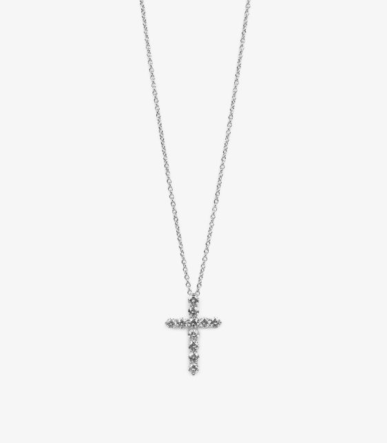 0.42ct Brilliant Cut Diamond Platinum Small Cross Pendant