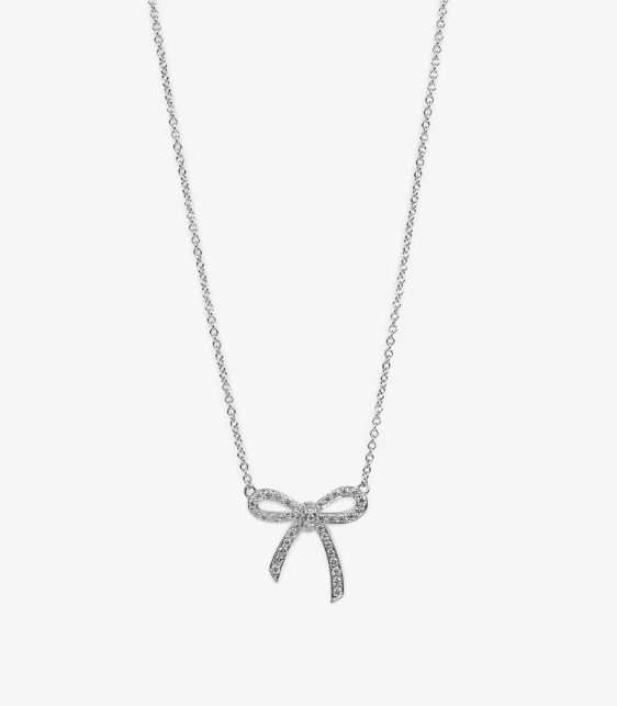 Diamond Platinum Bow Necklace