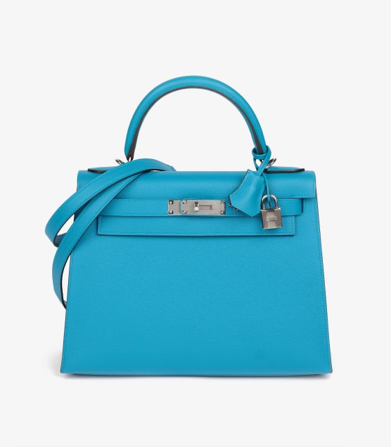 Blue Zanzibar Epsom Leather Kelly 28cm Sellier