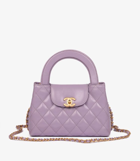 Lilac Quilted Calfskin Leather Nano Classic Kelly Shopper
