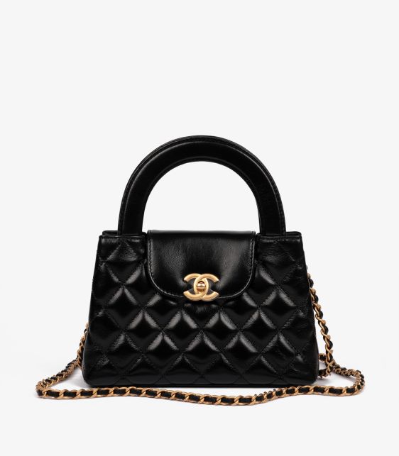 Black Quilted Calfskin Leather Nano Classic Kelly Shopper