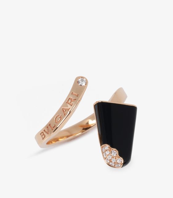 Diamond and Onyx 18ct Rose Gold Gelati Ring