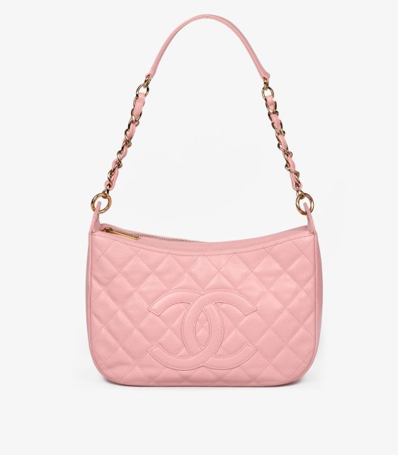Pink Quilted Caviar Leather Vintage Timeless Hobo Bag