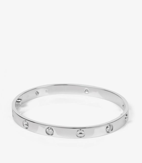 6 Diamond 18ct White Gold Love Bangle