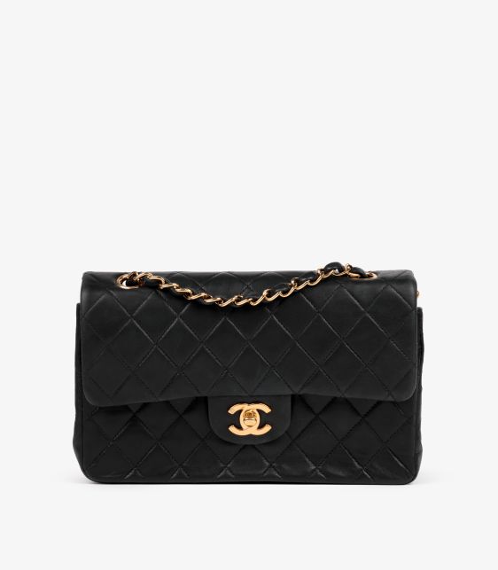 Black Quilted Lambskin Vintage Small Classic Double Flap Bag