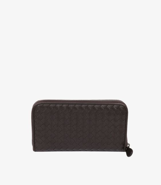 Bottega Veneta Brown Intrecciato Leather Long Zip Wallet at Xupes