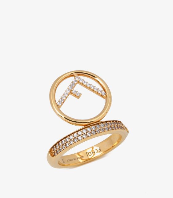 Fendi Crystal Gold Tone F Is Fendi Ring at Xupes