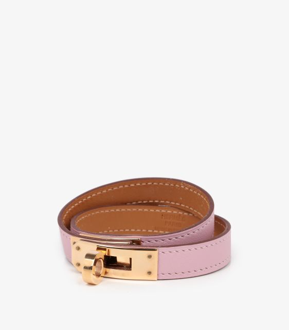 Hermès Rose Azalée Swift Leather T2 Kelly Double Tour Bracelet at Xupes