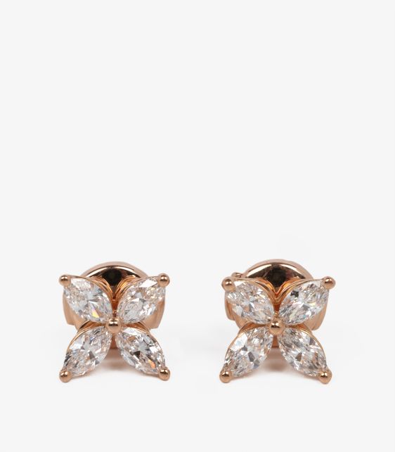 Tiffany & Co. Marquise cut Diamond 18ct Rose Gold Medium Victoria Earrings at Xupes