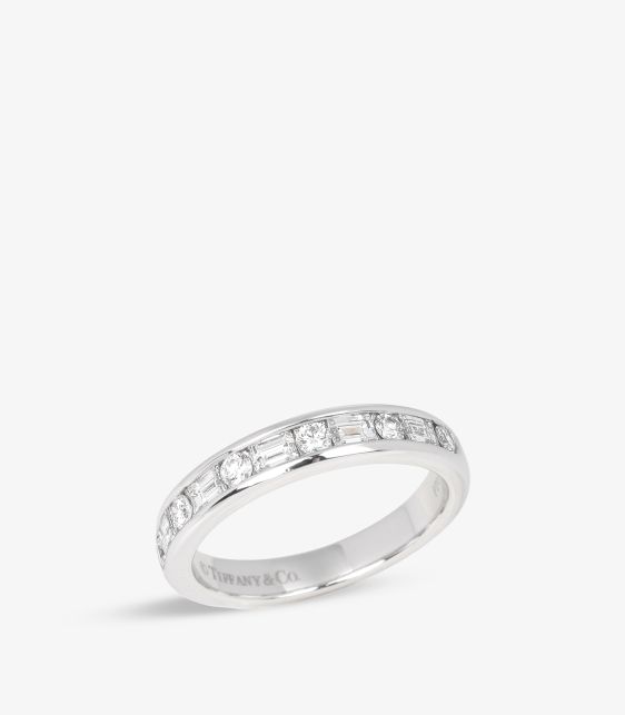 Tiffany & Co. Mixed Cut Diamond Platinum Half Eternity Ring at Xupes