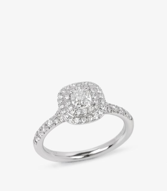 Tiffany & Co. 0.24ct Cushion Cut Diamond Platinum Soleste Ring at Xupes