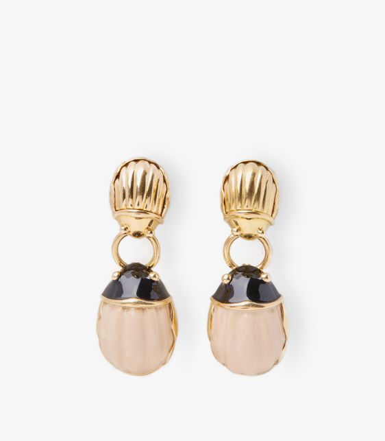 Enamel 18ct Yellow Gold Scarab Beetle Design Earrings