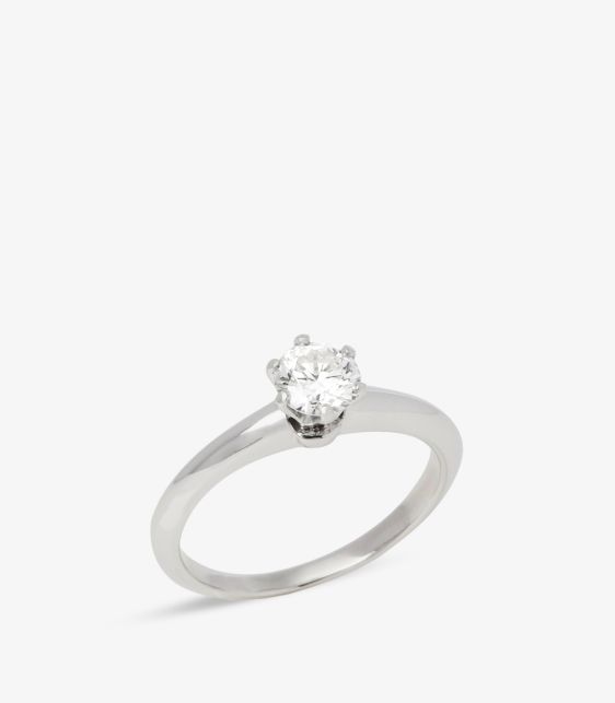 Tiffany & Co. Brilliant Cut 0.58ct Diamond Platinum Tiffany Setting Ring at Xupes