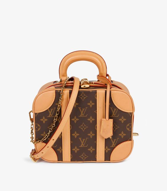 Brown Monogram Coated Canvas & Vachetta Leather Valisette PM