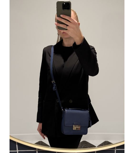 Bluette Saffiano Lux Leather Small Sound Crossbody Bag