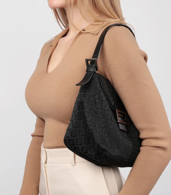 Black Zucca Canvas & Calfskin Leather Vintage Mama Baguette