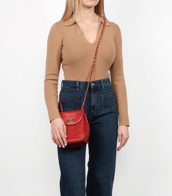 Red Caviar Leather Vintage XL Classic Single Flap Bag