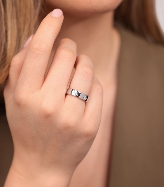 3 Diamond 18ct White Gold Love Band Ring