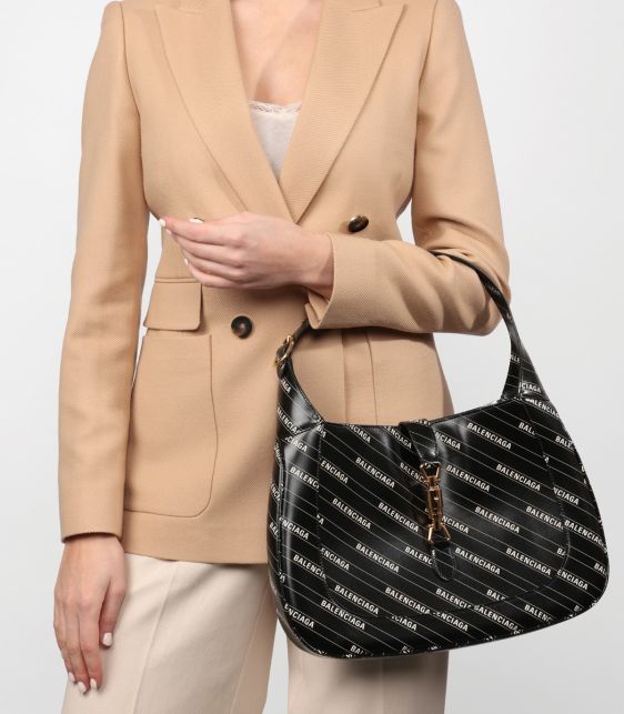 x Balenciaga Black Calfskin Leather The Hacker Project Small 1961 Jackie