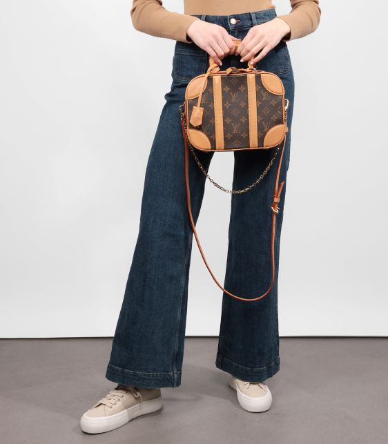Brown Monogram Coated Canvas & Vachetta Leather Valisette PM