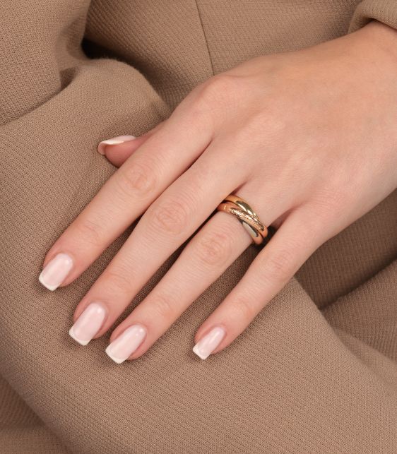 18ct White Gold, 18ct Yellow Gold and 18ct Rose Gold Medium Les Must de Cartier Ring