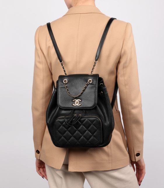 Black Caviar Leather & Lambskin Affinity Backpack