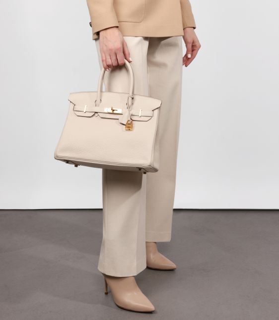 Craie Togo Leather Birkin 30cm Retourne
