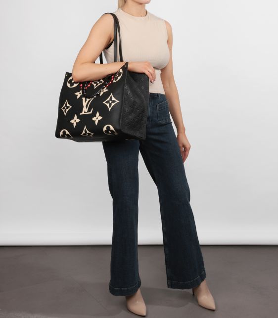 Black & Beige Giant Monogram Empreinte Leather Onthego GM