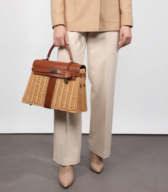 Barenia Leather & Wicker Kelly 35cm Picnic