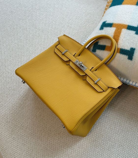 Jaune Ambre Togo Leather Birkin 25cm Retourne