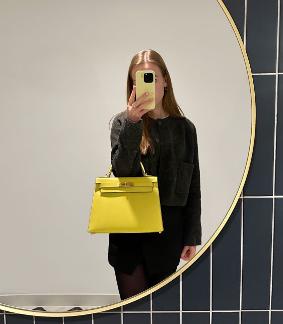 Lime Epsom Leather Kelly 28cm Sellier