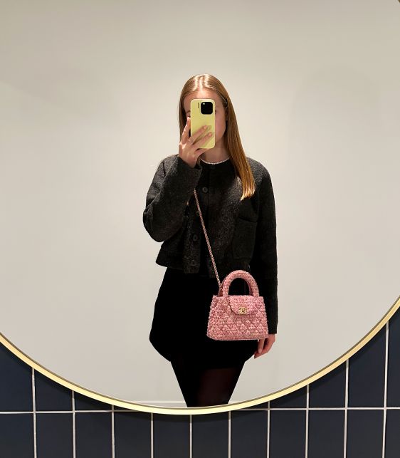 Pink Quilted Tweed Nano Classic Kelly Shopper