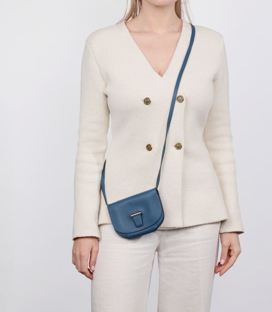 Bleu Saphir Evercolour Leather Mini Convoyeur Bag