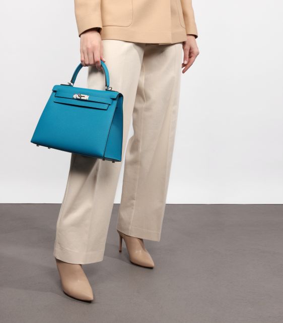 Blue Zanzibar Epsom Leather Kelly 28cm Sellier
