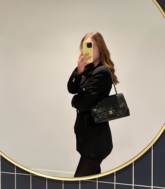 Black Quilted Lambskin Leather Vintage Medium Classic Double Flap Bag