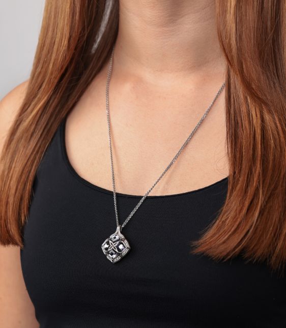 Amethyst & Diamond 18ct White Gold Imperiale Pendant