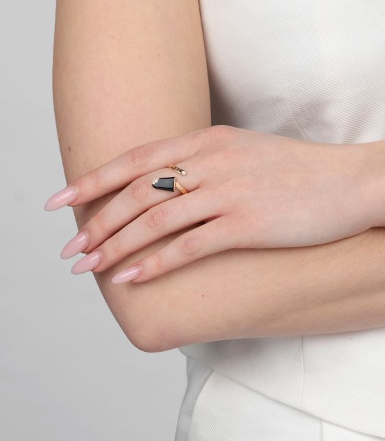 Diamond and Onyx 18ct Rose Gold Gelati Ring