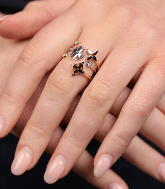 Diamond Set 18ct White Gold, 18ct Yellow Gold and 18ct Rose Gold Idylle Blossom Set of 3 Rings