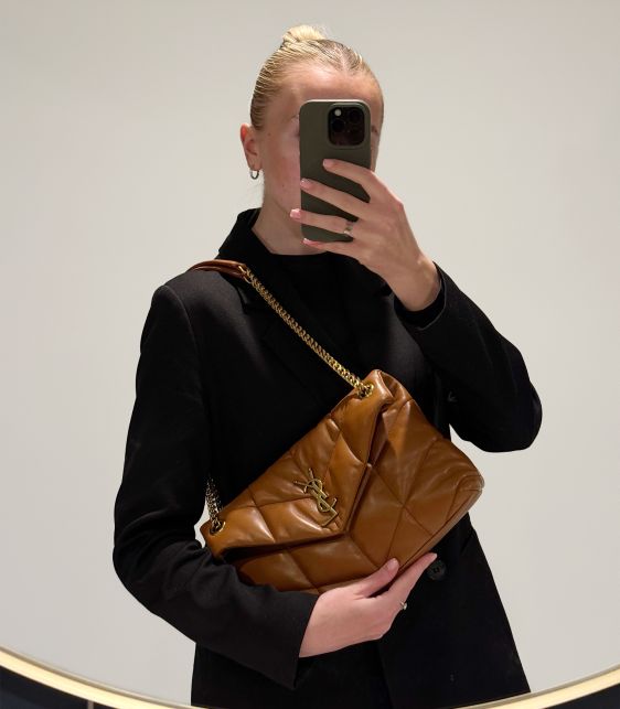 Caramel Quilted Nappa Leather Puffer Small Loulou