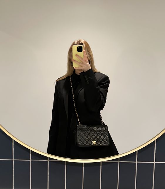 Black Quilted Lambskin Vintage Small Classic Single Full Flap Bag