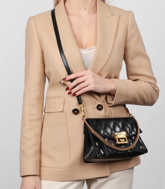 Black Quilted Goatskin Leather Small GV3 Shoulder Bag