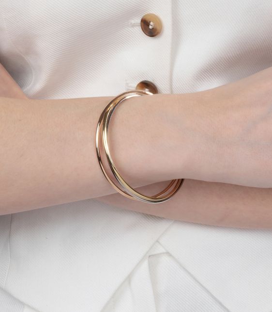 18ct White Gold, 18ct Yellow Gold and 18ct Rose Gold Small Trinity Bangle