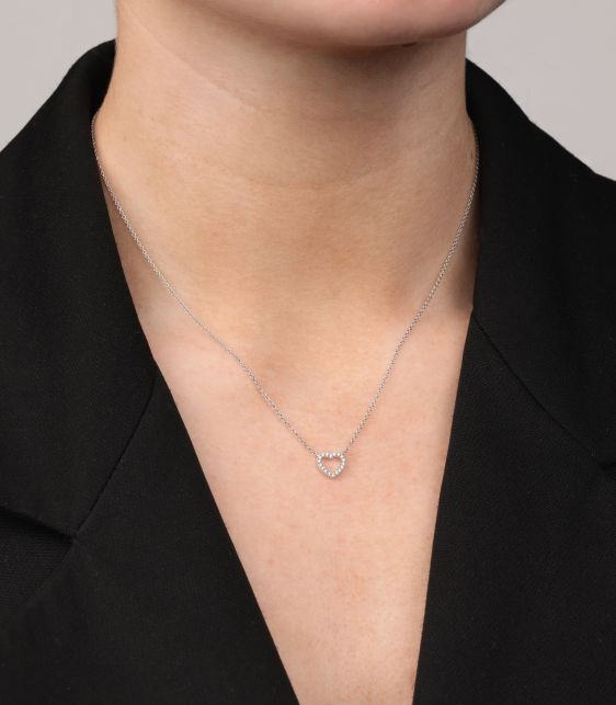 Diamond Set 18ct White Gold Mini Metro Heart Pendant