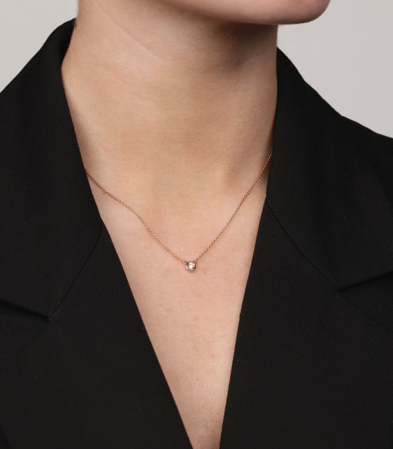 0.12ct Brilliant Cut 18ct Rose Gold Elsa Peretti Diamonds by the Yard Solitaire Pendant