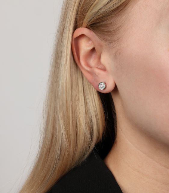 Brilliant Cut Diamond Platinum Circlet Stud Earrings